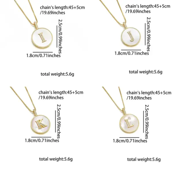 Wholesale Copper 18K Gold Plated Simple Style Classic Style Inlay Letter Letter Shell Zircon Pendant Necklace