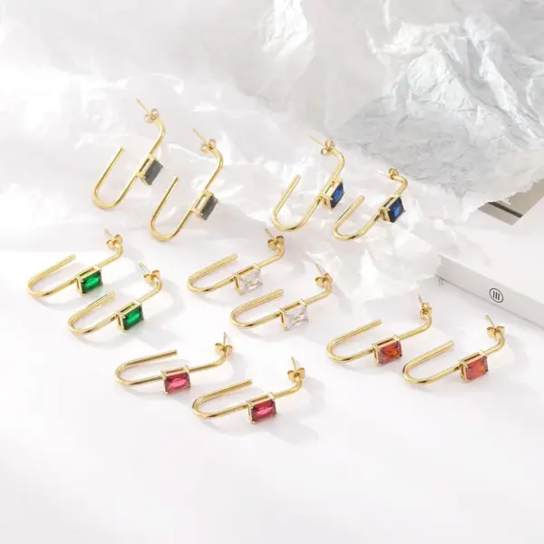 Wholesale PVD Coated 18K Gold Real Gold Plated Geometric 304 Stainless Steel Classic Style Waterproof Non Tarnish Earrings