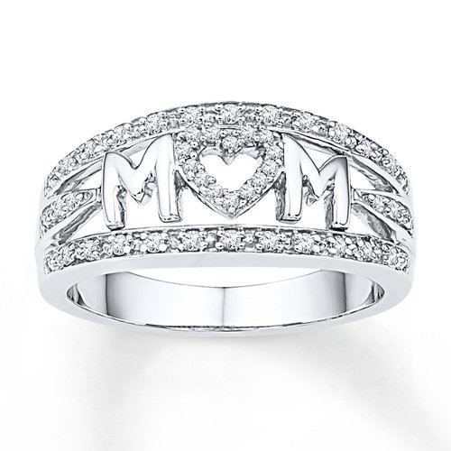 Wholesale Europe and the United States best selling mother's day gift MOM mother ring plated 18k white gold diamond heart ring women's jewelry