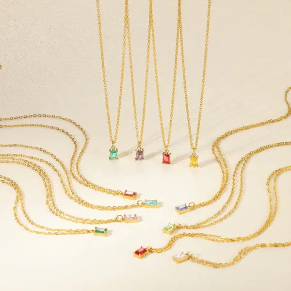 Wholesale 304 Stainless Steel Geometric PVD Coated 18K Real Gold Plated Elegant Classic Style Cable Chain Pendant Necklace