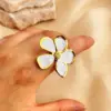 PVD Coated Real Gold Plated 18K Gold Flower 304 Stainless Steel Casual Retro Simple Style Waterproof Non Tarnish Open Rings