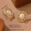 Wholesale 304 Stainless Steel Plastic Quadrilateral Round Electroplating Imitation Gold Elegant Sweet Simple Style Ear Studs