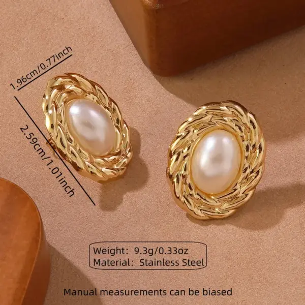 Wholesale 304 Stainless Steel Plastic Quadrilateral Round Electroplating Imitation Gold Elegant Sweet Simple Style Ear Studs