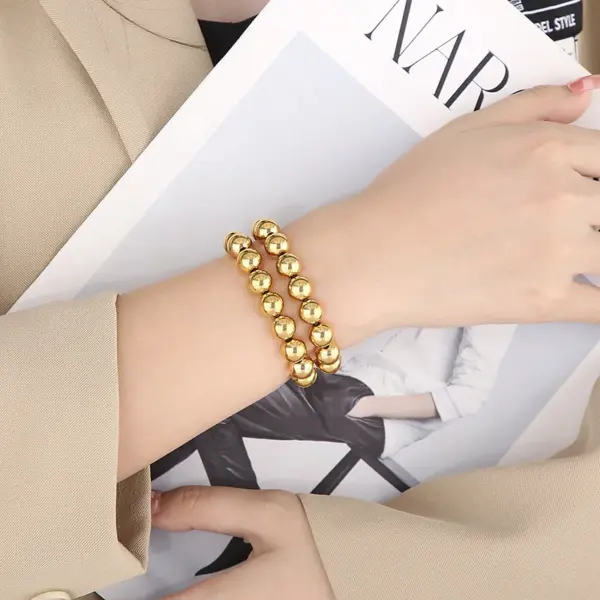 Wholesale PVD Coated 18K Gold Plated Geometric Stainless Steel Casual Simple Style Waterproof Non Tarnish Bracelets