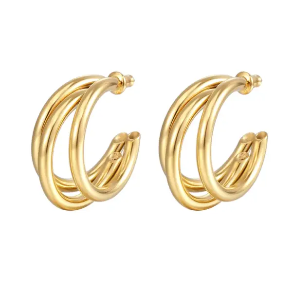Wholesale PVD Coated 18K Gold Real Gold Plated Geometric 304 Stainless Steel Fashion Waterproof Non Tarnish Ear Studs