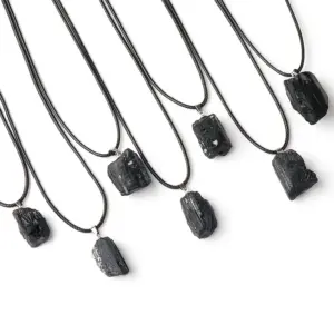 Natural Black Tourmaline Original Stone Pendant Irregular Pendant With Shape Tourmaline Ore Specimen Necklace Manufacturers