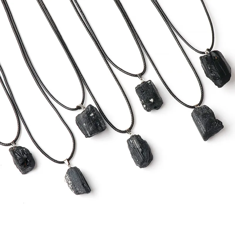 Wholesale Natural Black Tourmaline Original Stone Pendant Irregular Pendant With Shape Tourmaline Ore Specimen Necklace Manufacturers