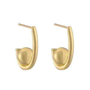 Gold Ball J-Shaped 1 Pair