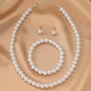 Imitation Pearl Plastic Three-Piece Set