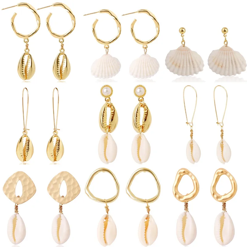 Wholesale Fashion Shell Shell Inlaid Shell Artificial Pearls Women's Earrings 1 Pair