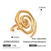 304 Stainless Steel Spiral Thread PVD Coated 18K Real Gold Plated Real Gold Plated IG Style Waterproof Non Tarnish Plating Gold Open Rings