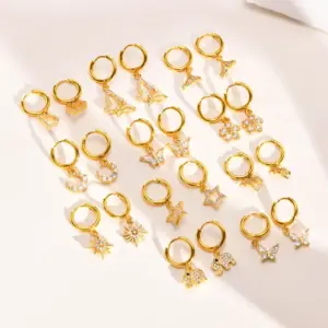 Wholesale 1 Pair Simple Style Butterfly Elephant Plating Inlay Stainless Steel Copper Zircon Drop Earrings