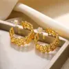 Wholesale PVD Coated Real Gold Plated Geometric 304 Stainless Steel Vintage Style Simple Style Waterproof Non Tarnish Earrings