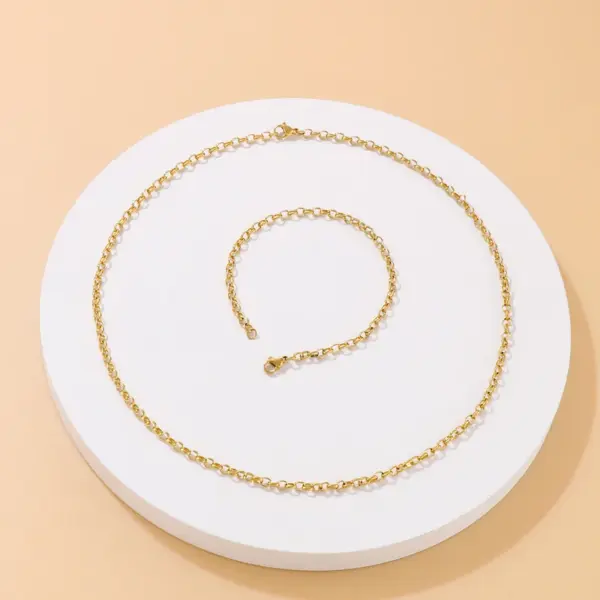 PVD Coated 18K Gold Plated Geometric Titanium Steel Fashion Waterproof Non Tarnish Bracelets