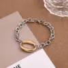Wholesale Casual Vacation Color Block 304 Stainless Steel 18K Gold Plated Cuban Link Chain Curb Chain Handmade Chain Bracelets In Bulk