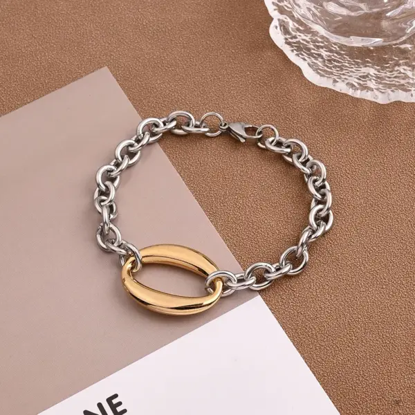 Wholesale Casual Vacation Color Block 304 Stainless Steel 18K Gold Plated Cuban Link Chain Curb Chain Handmade Chain Bracelets In Bulk