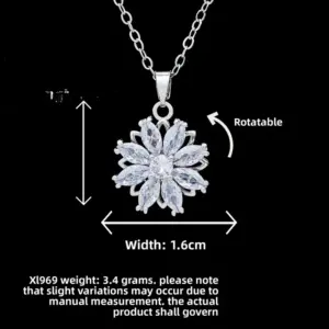 XL969 Rotating Eight-Petal Flower Necklace / Silver