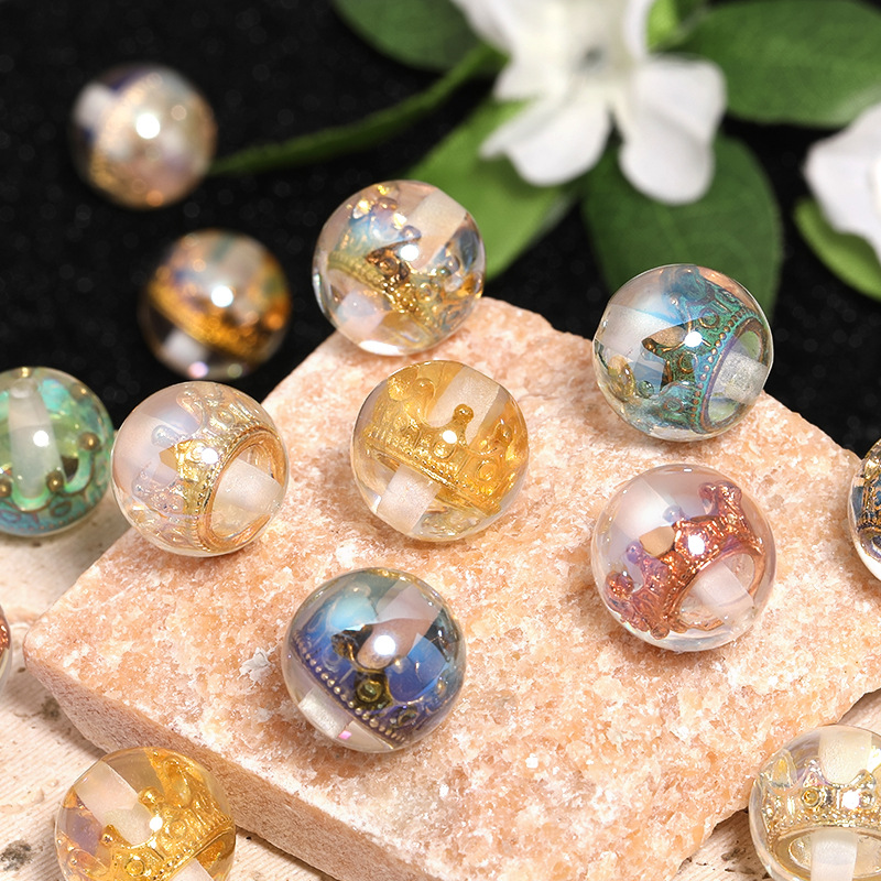 Wholesale 16mm High Transparency Embedded Crown Resin Beads Heavy DIY Beaded Pen Mobile Phone Chain Jewelry Aessories Beads Loose Beads