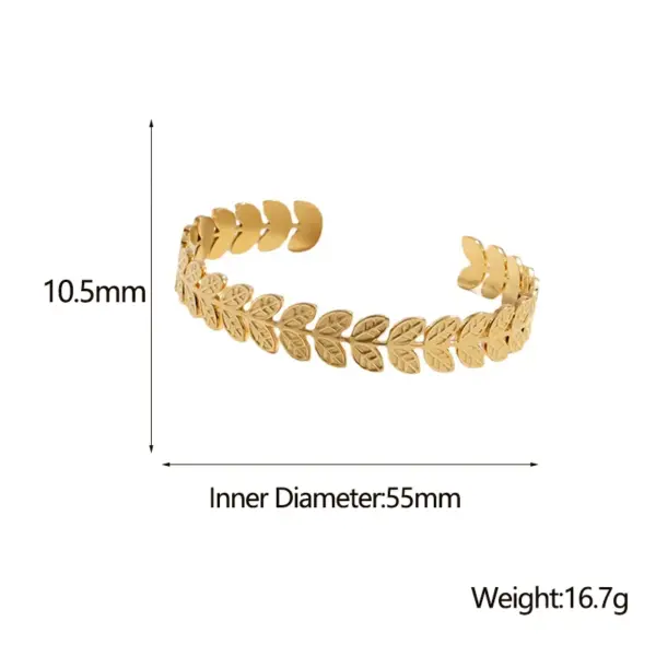 Wholesale Fashion Leaves 304 Stainless Steel 18K Gold Plated Stainless Steel Bracelets In Bulk