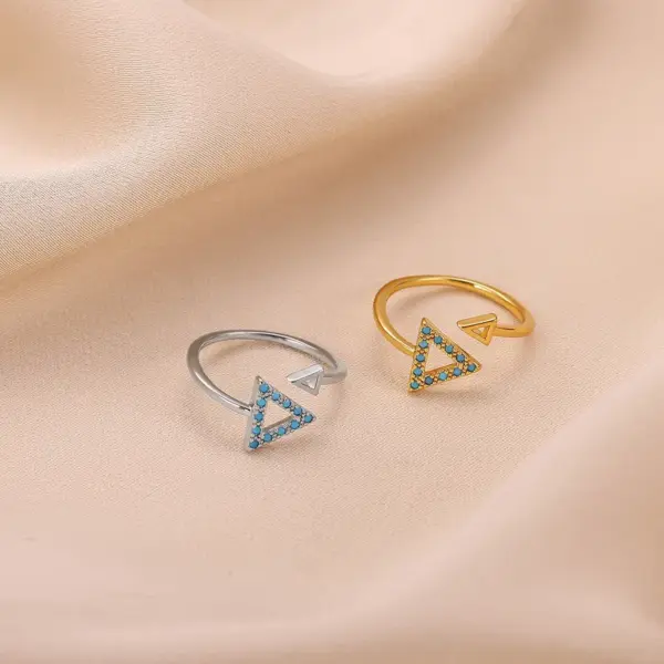 PVD Coated Real Gold Plated Geometric Cross 304 Stainless Steel IG Style Elegant Basic Waterproof Non Tarnish Open Rings