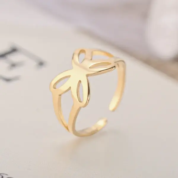 Wholesale Fashion Butterfly Titanium Steel Plating Open Ring