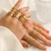 Wholesale PVD Coated 18K Gold Plated Geometric 304 Stainless Steel Simple Style Waterproof Non Tarnish Rings