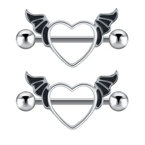 Wholesale Retro Angel Heart Shape Stainless Steel Plating Belly Ring 1 Piece