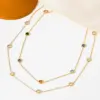 Wholesale Fashion Round Stainless Steel Titanium Steel Plating Inlay Zircon Necklace