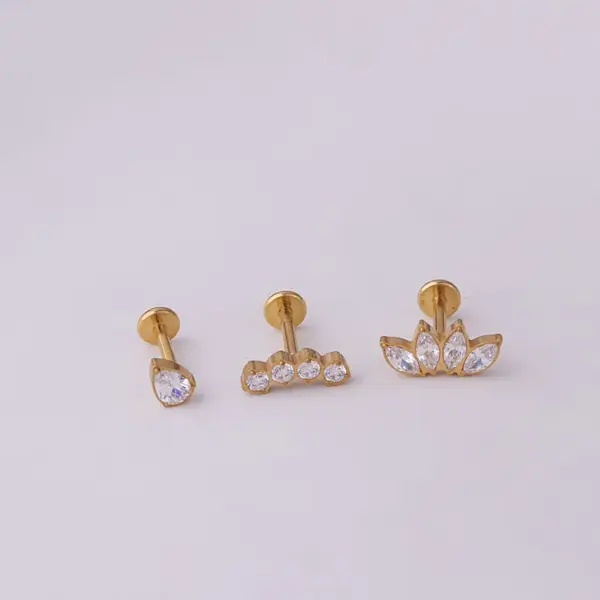 Ear Cartilage Rings & Studs Fashion Water Droplets Titanium Zircon