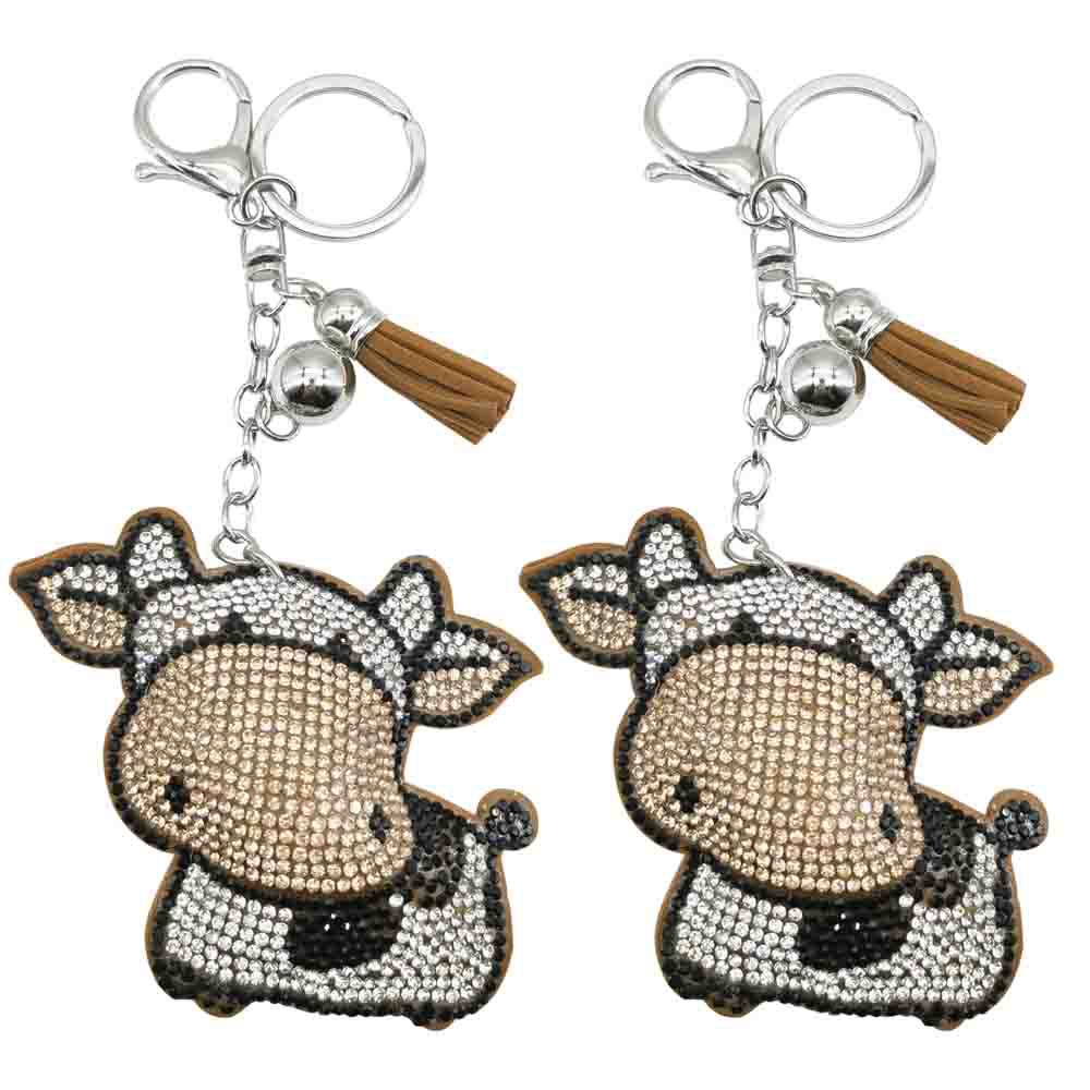 Wholesale Creative Cartoon Diamond-encrusted Cow Keychain