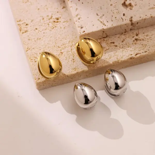 Wholesale PVD Coated Real Gold Plated Water Droplets 304 Stainless Steel Elegant Retro Waterproof Non Tarnish Ear Studs