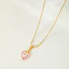 Wholesale Ion Plating (IP) 18K Gold Plated Geometric Heart Shape Flower 304 Stainless Steel Elegant Cute Pendant Necklace