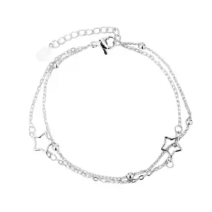 Double Layer Hollow Stars Bracelet / Copper (White Gold Color)