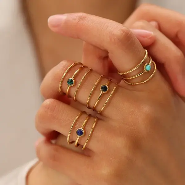 PVD Coated Real Gold Plated 18K Gold Solid Color 304 Stainless Steel Simple Style Commute Waterproof Non Tarnish Open Ring