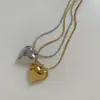 Wholesale PVD Coated Real Gold Plated 16K White Plating Heart Shape 304 Stainless Steel Modern Style Artistic Waterproof Non Tarnish Pendant Necklace