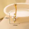 Wholesale 1 Piece 316 Stainless Steel Copper Zircon Belly Rings Heart Shape Bow Knot