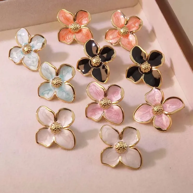 Wholesale 1 Piece Lady Romantic Flower Titanium Steel Earrings Ear Studs