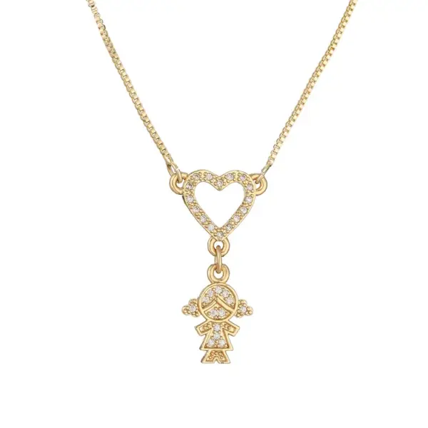 Wholesale Ig Style Simple Style Human Heart Shape Copper Gold Plated Zircon Pendant Necklace In Bulk