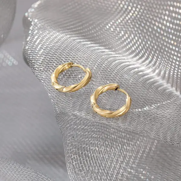 Wholesale PVD Coated 18K Gold Real Gold Plated Circle Solid Color 304 Stainless Steel Fashion Waterproof Non Tarnish Earrings