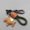 Wholesale Get Rich Immediately Handmade Cow Leather Car Keychain Pendant Exquisite Simple Stylish Male and Female Couple Key Chain Rope