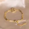 oly-23b588a7dd3aa5e3c7b5290d13a633b5 Wholesale Jewelry Retro Letter Copper Zircon 18K Gold Plated Bracelets Paperclip Chain