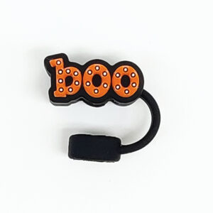 Black [boo] silicone straw cap / Bag does not include straw