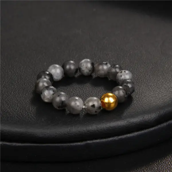 Retro Solid Color Natural Stone Beaded Rings 1 Piece