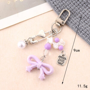 K4611 bow letter tag pendant purple / Small pendant