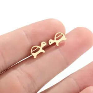 Wholesale PVD Coated Real Gold Plated Tortoise Stainless Steel Fashion Waterproof Non Tarnish Ear Studs