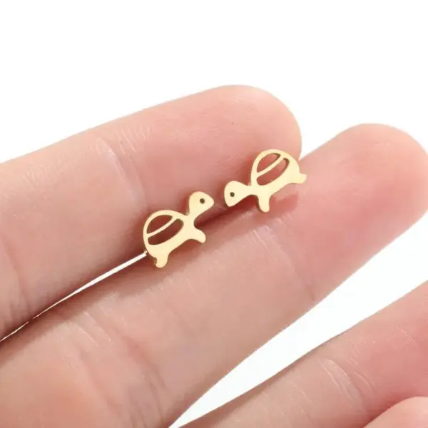 Wholesale PVD Coated Real Gold Plated Tortoise Stainless Steel Fashion Waterproof Non Tarnish Ear Studs