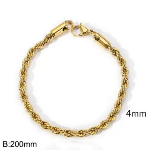 Gold (Width 4mm) / Bracelet 8 Inches (Length 20cm)