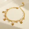 Wholesale Beach Sweet Artistic Star Flower Butterfly 304 Stainless Steel 18K Gold Plated Zircon Bracelets In Bulk