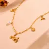 304 Stainless Steel Star Bow Knot Shell PVD Coated Pearl 18K Real Gold Plated Cute Sweet Waterproof Non Tarnish Hollow Out Inlay Cuban Link Chain Snake Chain Gold Pendant Necklace