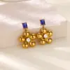 Wholesale Hot-Selling Green Zircon Earrings Plated With 18K Gold Stainless Steel Flower Bow Pendant Stud Earrings Jewelry Accessories For Women